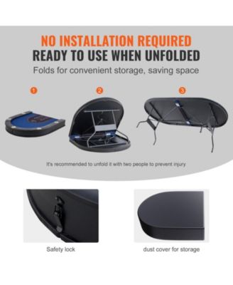 84" Oval Foldable Poker Table for 10 Players, Padded Rails, Stainless Steel Cup Holders, Portable Blackjack & Card Table