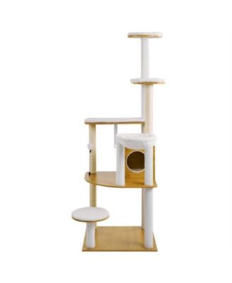 68.9"Tall Multi-Level Cat Tree with Cat Condo in Natural