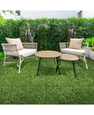 Interlocking 24"x24" Artificial Grass Tiles for Balcony, Patio, Deck Flooring, Pets & Dog Pad - Self-Draining
