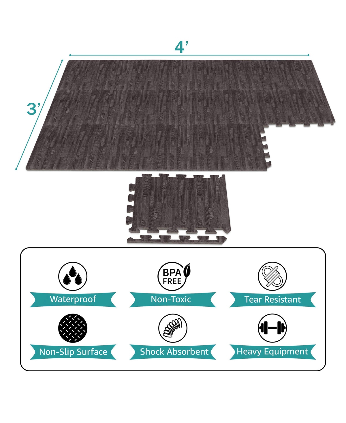 Sorbus Thick 3/8-inch Wood Grain Floor Foam Tile Mats (16 Tiles,16 Sq ft) - for Home, Office, Playroom, Basement, and More