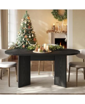 63" Oval Farmhouse Dining Table for 4-6, MDF Kitchen Table