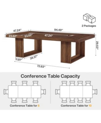 8FT Conference Table for 10 People, 94.5" W Large Meeting Table with 2 Cable Grommet, Business Style Seminar Boardroom Podcast Tables