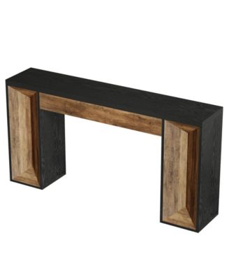 63" Console Table, Farmhouse Entryway Table with Dual-Tone Design, Rectangular Wood Sofa Table Behind The Couch, Narrow Entry Accent Table