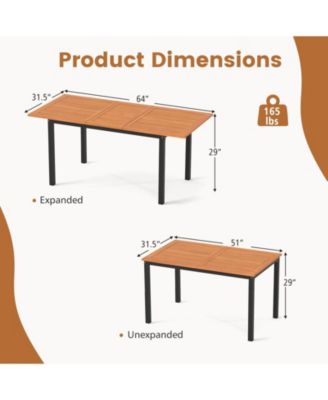 Solid Wood Extendable Dining Table Seats 4–8, Umbrella Hole