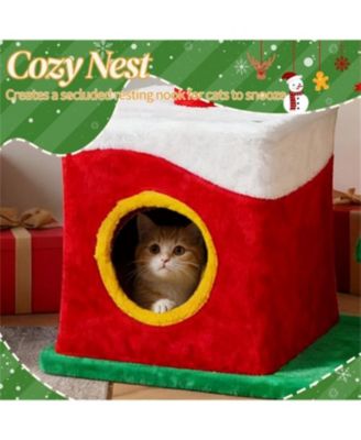 29.5" Tall Multi-level Cat Tower with Cat Condo in Red