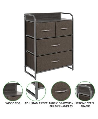 Storage Dresser Furniture, 4 Removable Fabric Drawers, Dk. Gray/Graphite