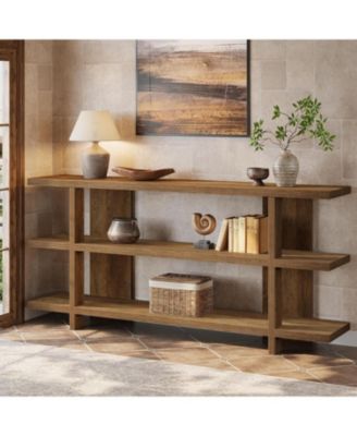 63 Inches Long Console Table with Storage, Wooden Narrow Entryway Table with 3-Tier Shelf, Farmhouse Accent Foyer Sofa Furniture