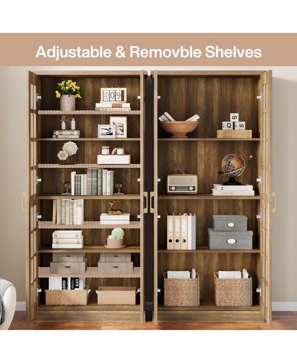 Tribesigns 71" Tall Kitchen Pantry Cabinet with Doors and Adjustable Shelves, Modern Rustic Storage Cabinet Wooden Cupboard, Brown