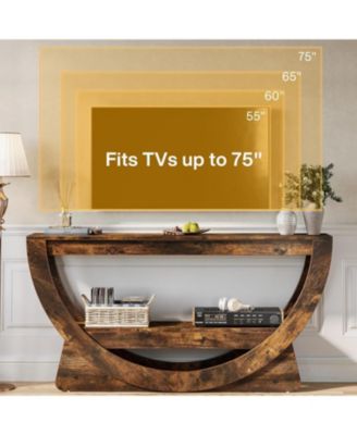 63-Inch Console Table, Farmhouse 2-Tier Entryway Table with Arched Open Shelf, Narrow Long Sofa Table Behind Couch, Wooden Accent Table