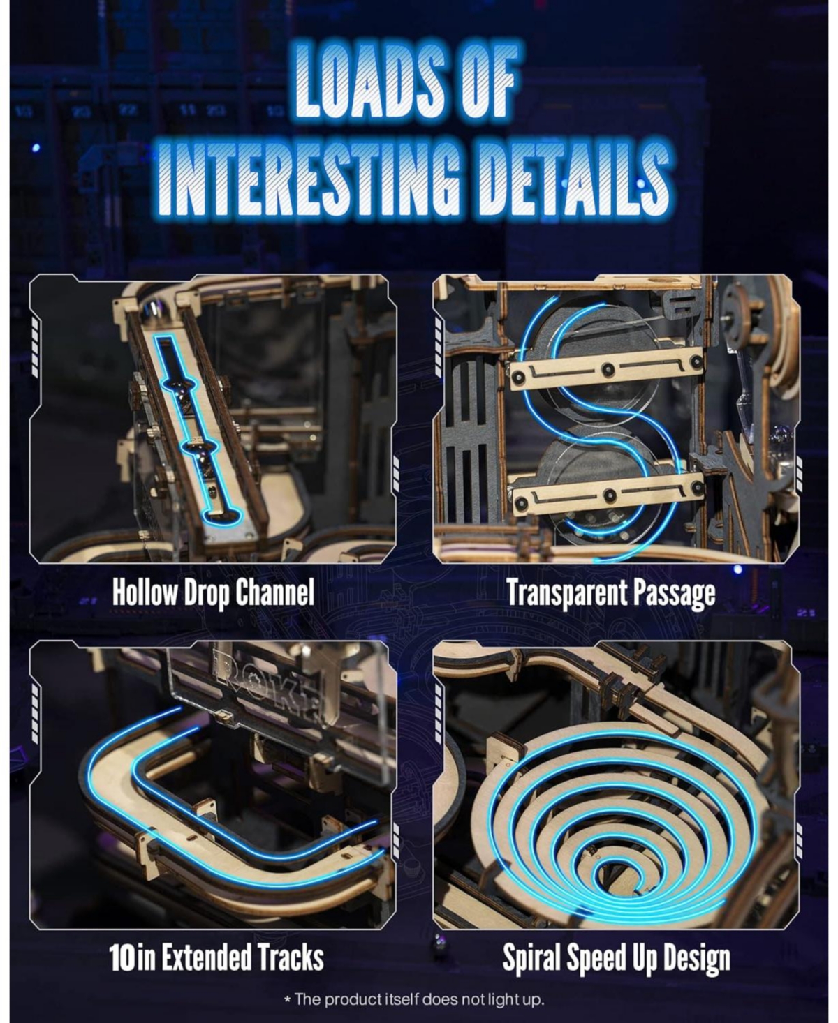 Robotime 3D Wooden Puzzles for Adults Marble Run Model Building Kit Marble Night City Wooden Puzzles Building Toy, Desk Decor Creative Birthday Gifts