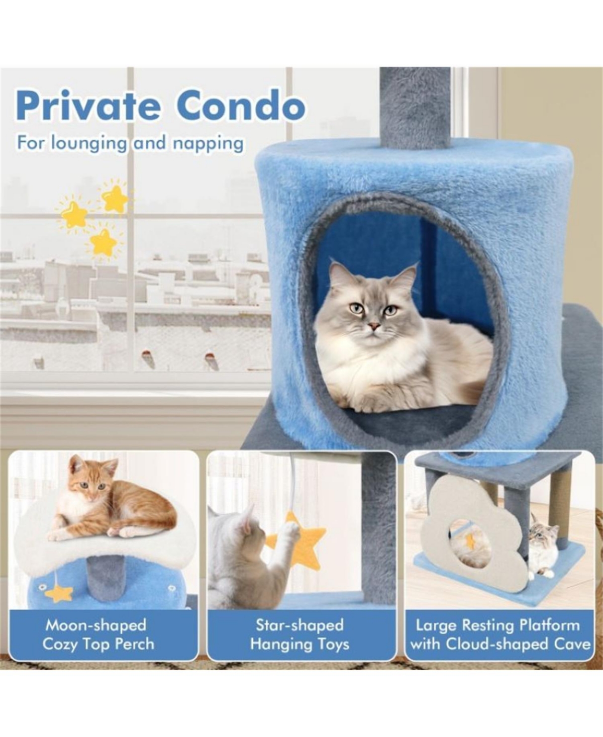 Aostirmotor 31.5"Tall Multi-Level Cat Tree Purple