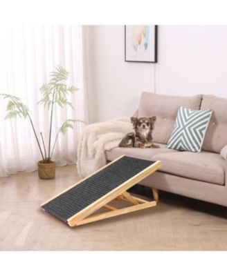 Dog Ramp for Bed with Adjustable, Foldable in Natural Wood