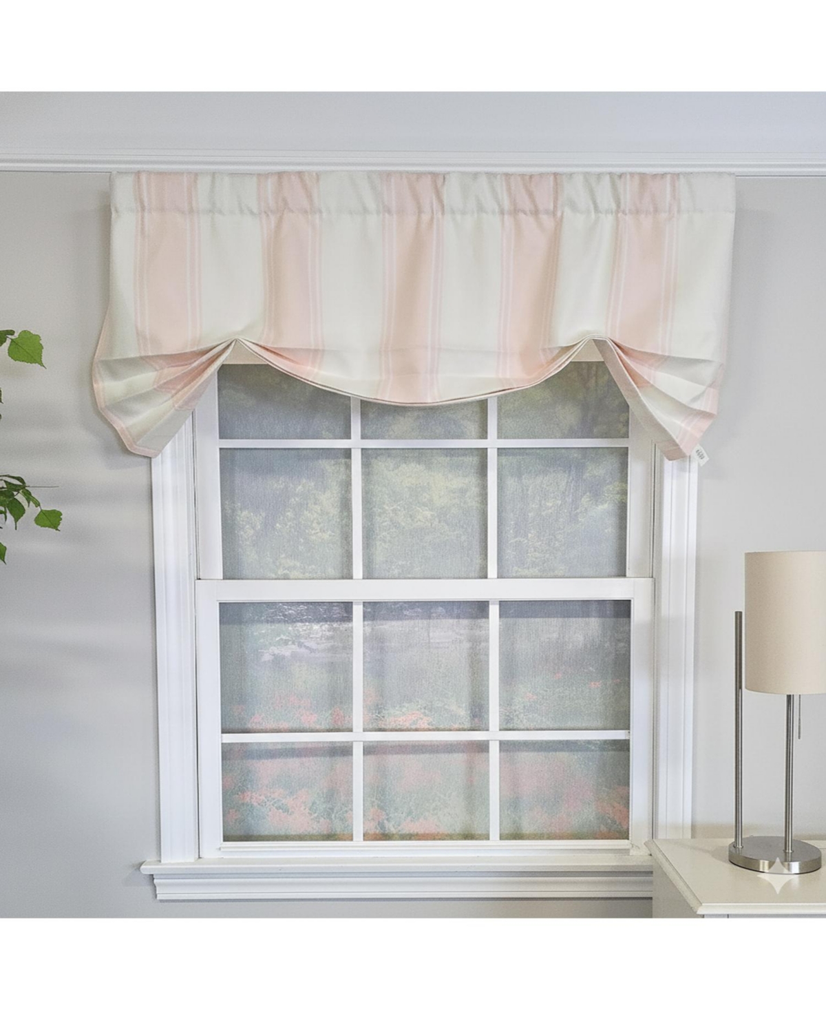 Rlf Home Faded Stripe Regal 100% Cotton Rod Pocket Lined Window Valance 50" x 17" Pink