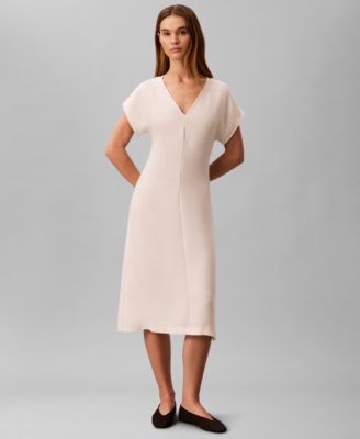 Women's V-Neck Short-Sleeve Midi Dress