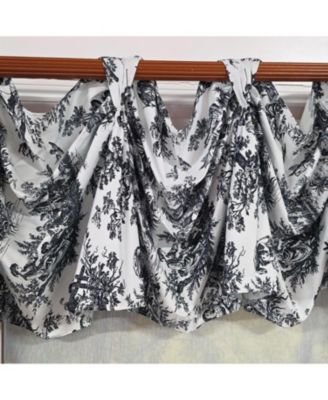 Baroque 3-S Victory 100% Cotton Tab Top Swag Window Curtain 54" x 25" Black