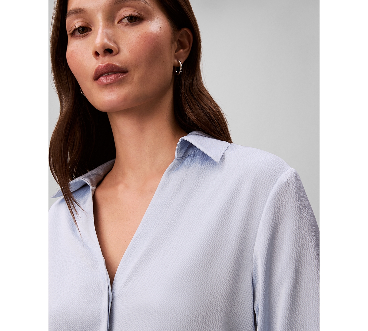 Calvin Klein Women's Hammered Fitted Collared Shirt