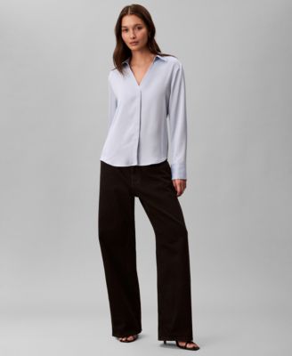 Women's Hammered Fitted Collared Shirt