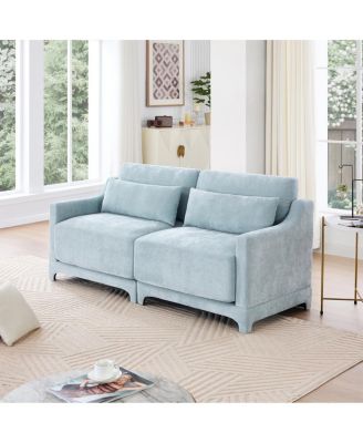 Chenille 2-Seater Sofa - Sky Blue