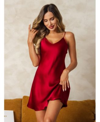 Women's Pure Silk Adjustable Spaghetti Strap Nightgown Slip Dress