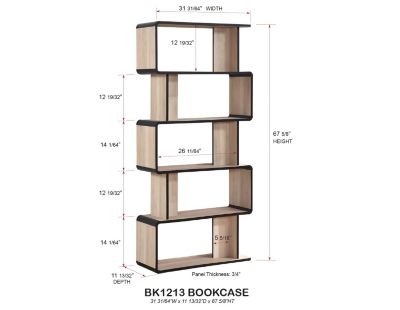 Nathan Wooden Display Book Shelf Bookcase – Shelving Rack Unit Organizer, Oak/Black