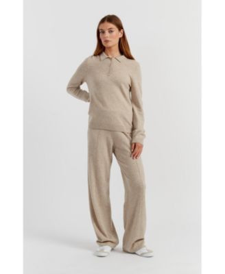 Women's Wool-Cashmere Knit Polo Sweater