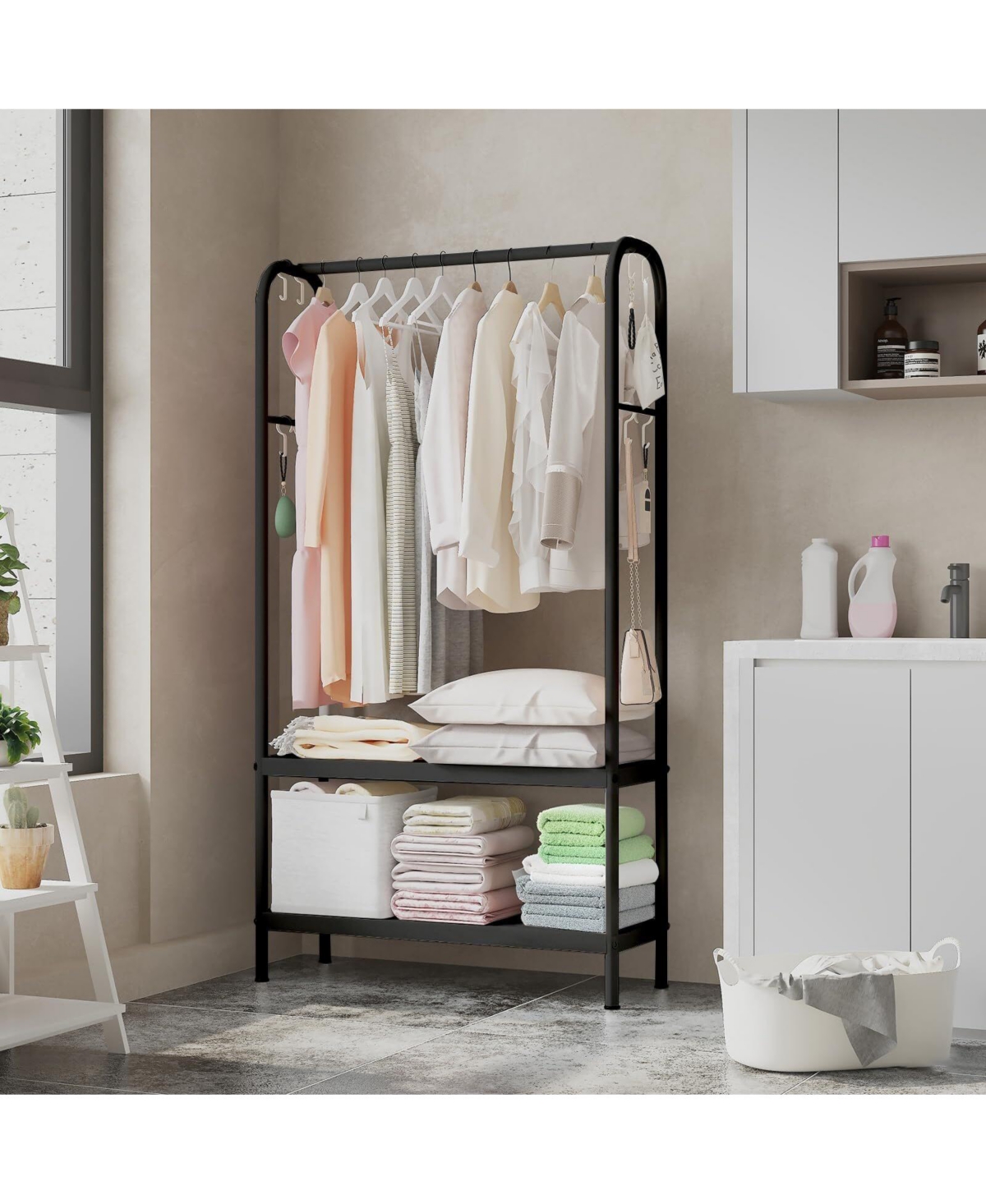 gaomon Heavy Duty Clothes Rack Freestanding Garment With Shelves Metal Clothing Closet Storage Portable Hanger