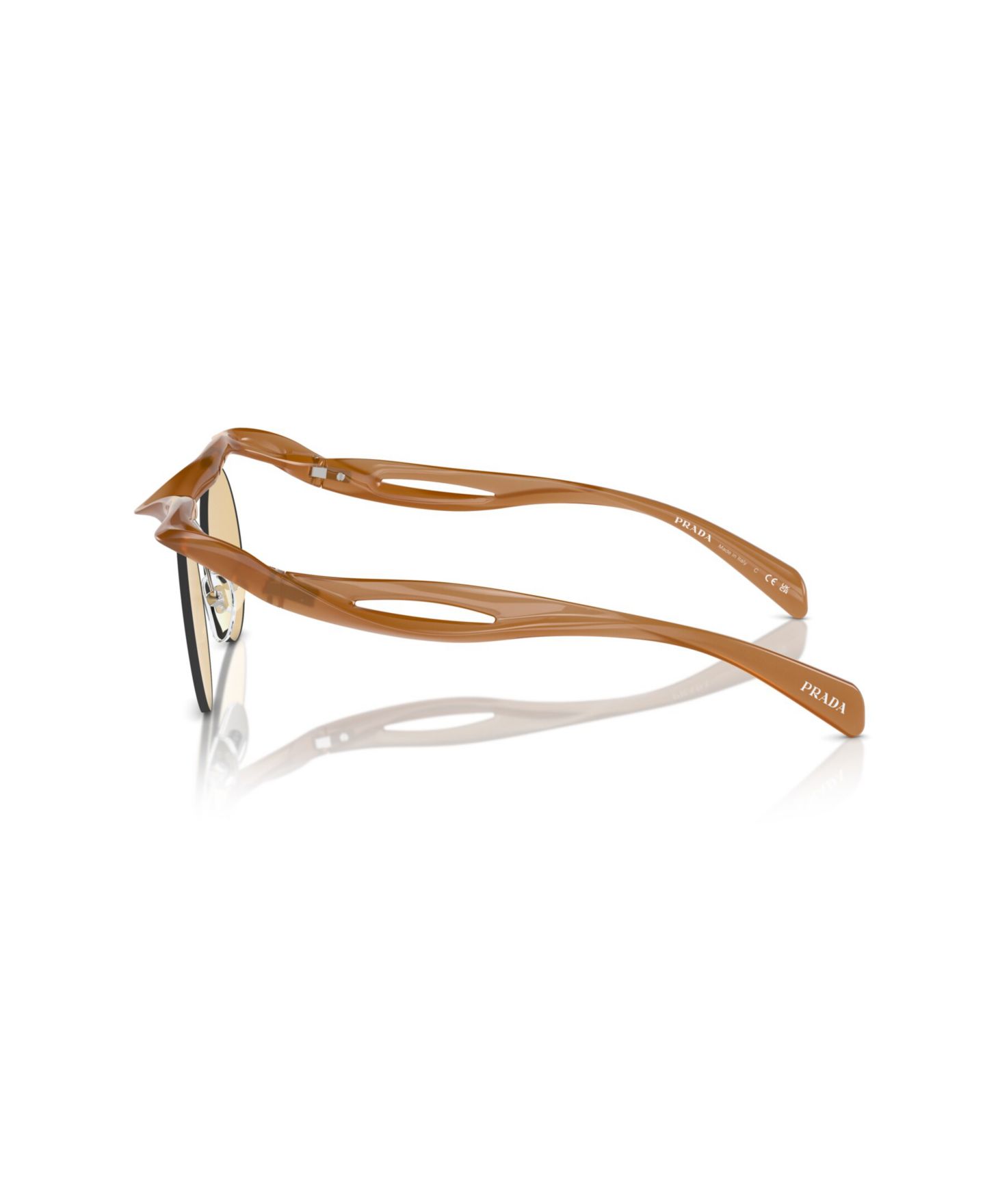 Женские солнцезащитные очки PRADA Round Sunglasses, PR A24S, цвет: Коньячный — фото 3