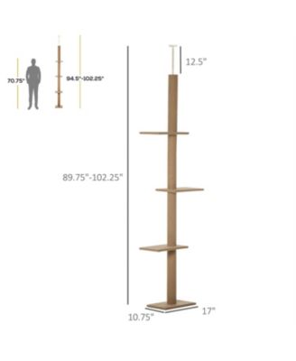 89.75" - 102.25" Tall Floor-to-Ceiling Cat Tree with Scratching Posts