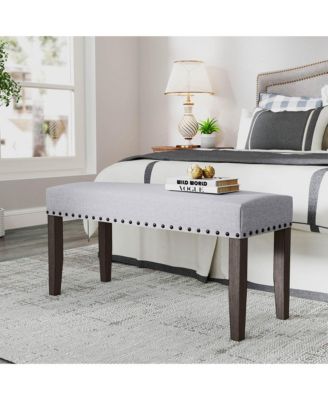 1 PCS 42.5" Upholstered Entryway Bench with Nailhead Trim Soft Padded Cushion Bedroom