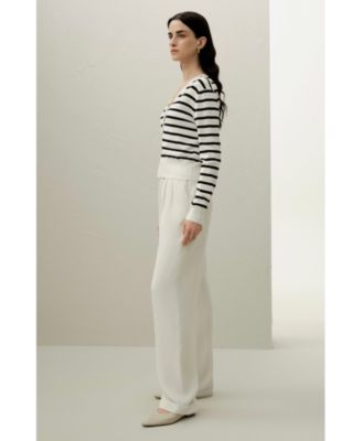 Women's Silk-Cotton Striped Knit Cardigan Set