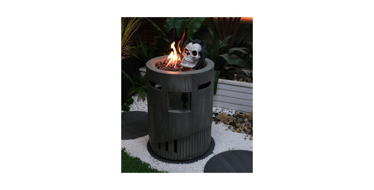 Flynama 20 Inch Round Outdoor Gas Fire Pit with 32000 Btu Burner and Lava Rocks
