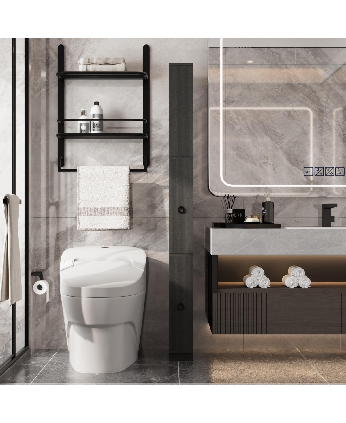 Homsee Bathroom Cabinet With Shelves And Drawers