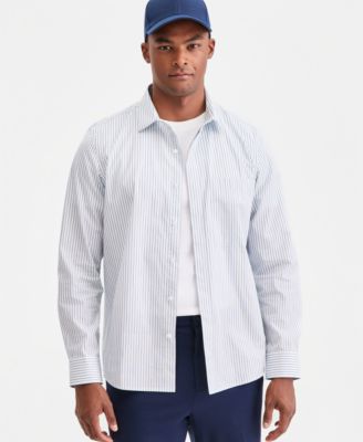 Men's Cotton Striped One-Pocket Regular-Fit Shirt
