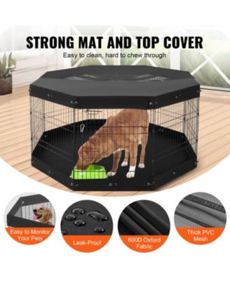 Dog Playpen, 8-Panel 30"H x 24"W Foldable Metal Exercise Pen w/ Door, Top Cover & Bottom Pad, Indoor/Outdoor Pet Fence