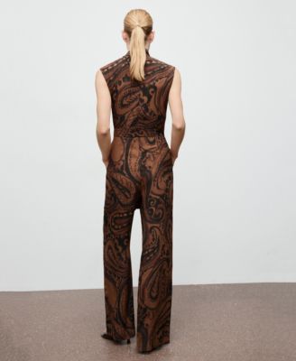 Women's Belt Paisley-Print Jumpsuit