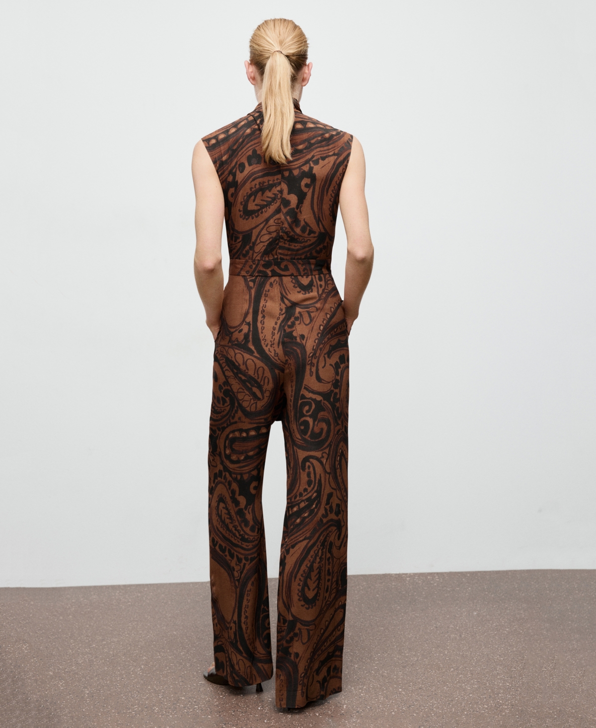 Mango Women's Belt Paisley-Print Jumpsuit