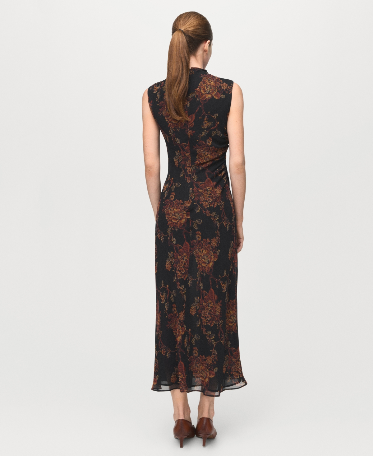 Mango Women's Ruched Floral-Print Dress