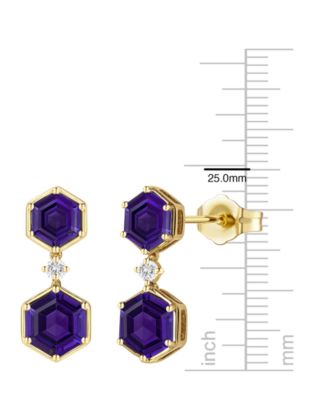 Amethyst (3.5 ct. t.w.) and Lab-Grown White Sapphire (0.06 ct. t.w.) Earrings in Sterling Silver (Also Available in Multi-Stones)