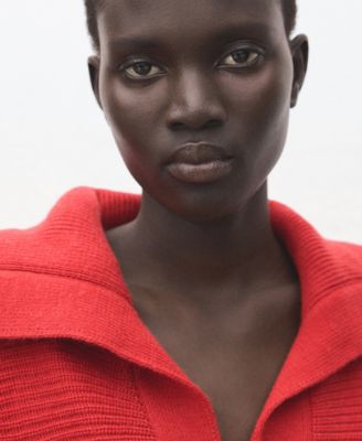 Women's Polo-Neck Ribbed Sweater