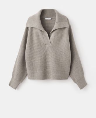 Women's Polo-Neck Ribbed Sweater