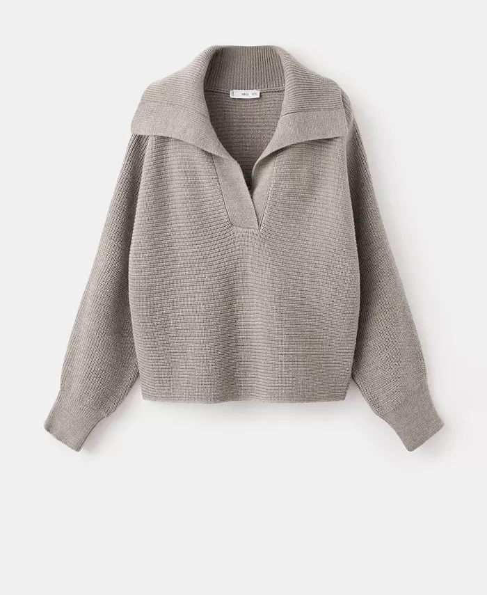 Women's Polo-Neck Ribbed Sweater - thumbnail 6