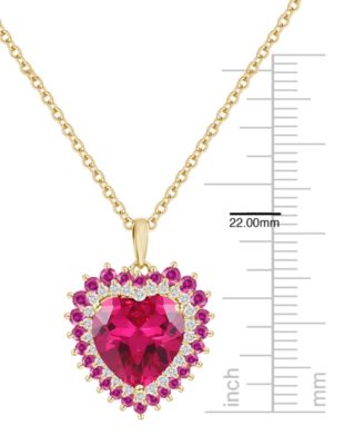 Lab-Grown Ruby and White Sapphire Heart Pendant Necklace in 14k Gold Sterling Silver (Also Available in Pink Sapphire)