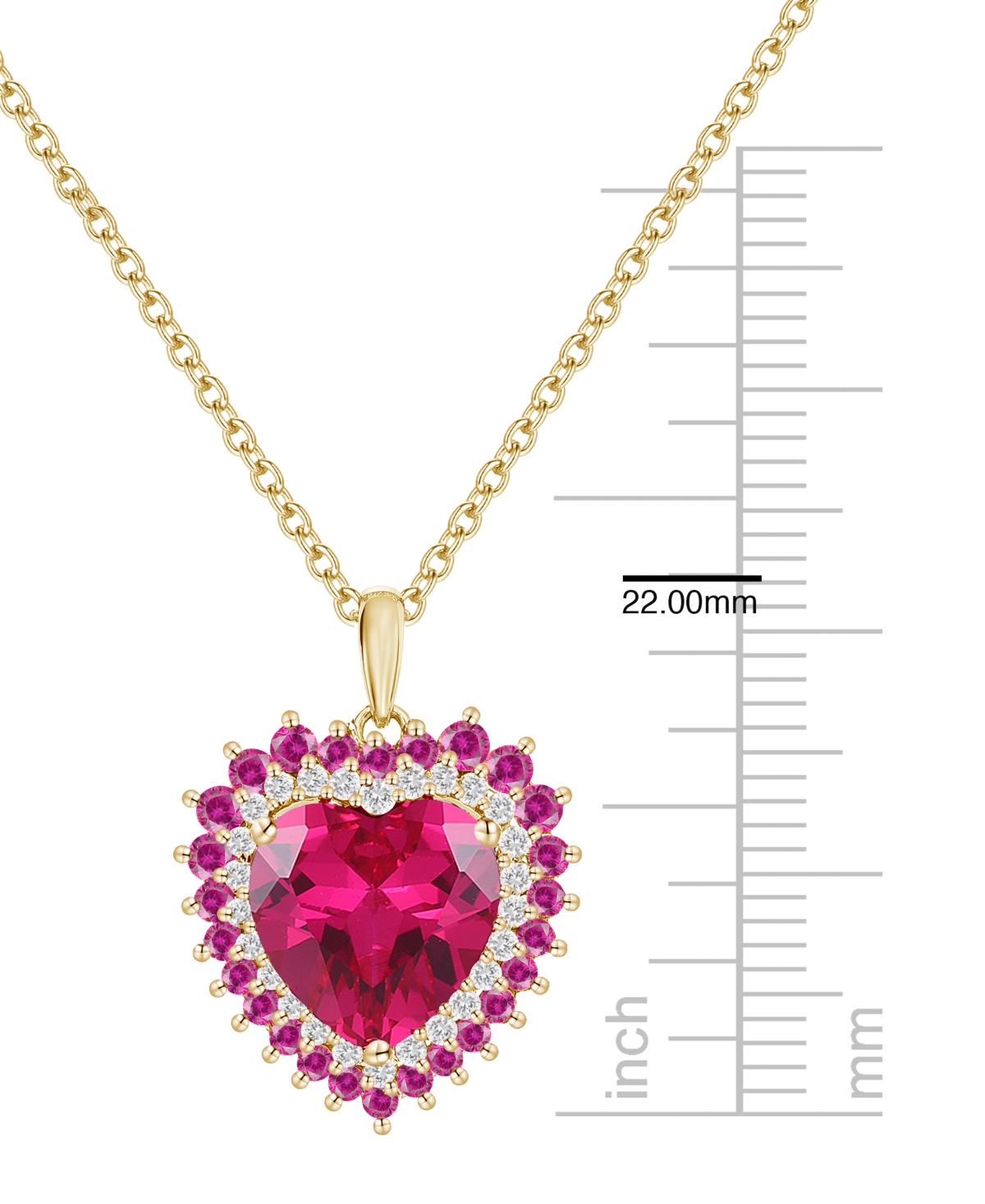 Macy's Lab-Grown Ruby and White Sapphire Heart Pendant Necklace in 14k Gold Sterling Silver (Also Available in Pink Sapphire)