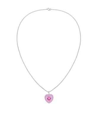Lab-Grown Ruby and White Sapphire Heart Pendant Necklace in 14k Gold Sterling Silver (Also Available in Pink Sapphire)