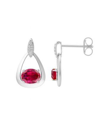2-Pc. Ruby (3.5 ct. t.w.) and Lab-Grown White Sapphire (0.03 ct. t.w.)  Earrings And Pendant Set in Sterling Silver (Also Available in Opal, Amethyst, Sapphire and Blue Topaz)
