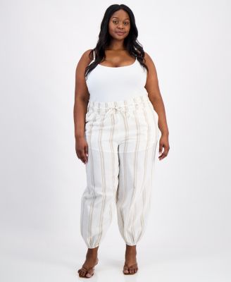 Trendy Plus Size Striped Jogger Pants