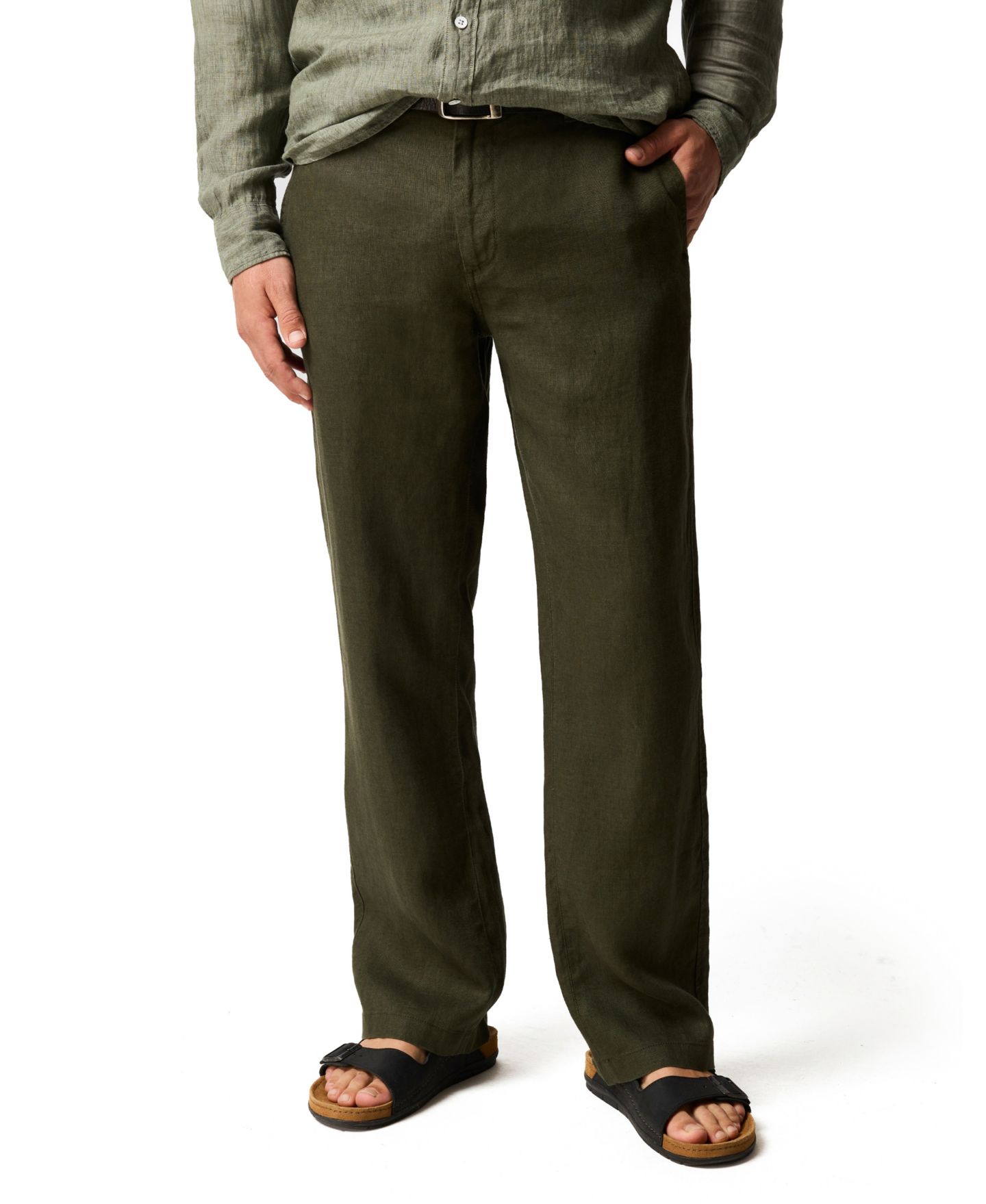 Мужские брюки Rodd & Gunn Spencer Bay Linen, цвет: Тёмный оливковый — фото 1