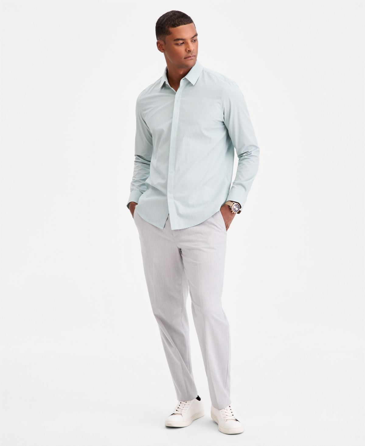 Aflani Men's Luke Cotton Long-Sleeve Button Shirt, Macy's Exclusive