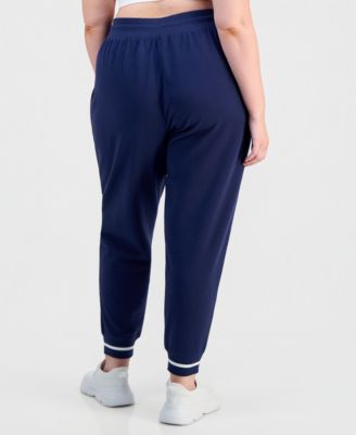 Plus Size Ribbed Fleece Ankle Jogger Pants