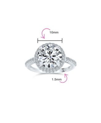 3CT Clear CZ Round Solitaire Halo Promise Ring Sterling Silver Thin Pave Band